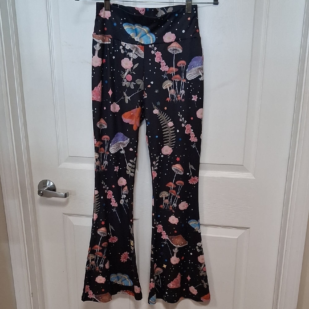 Floral and Mushroom Print Kids Bell Bottoms